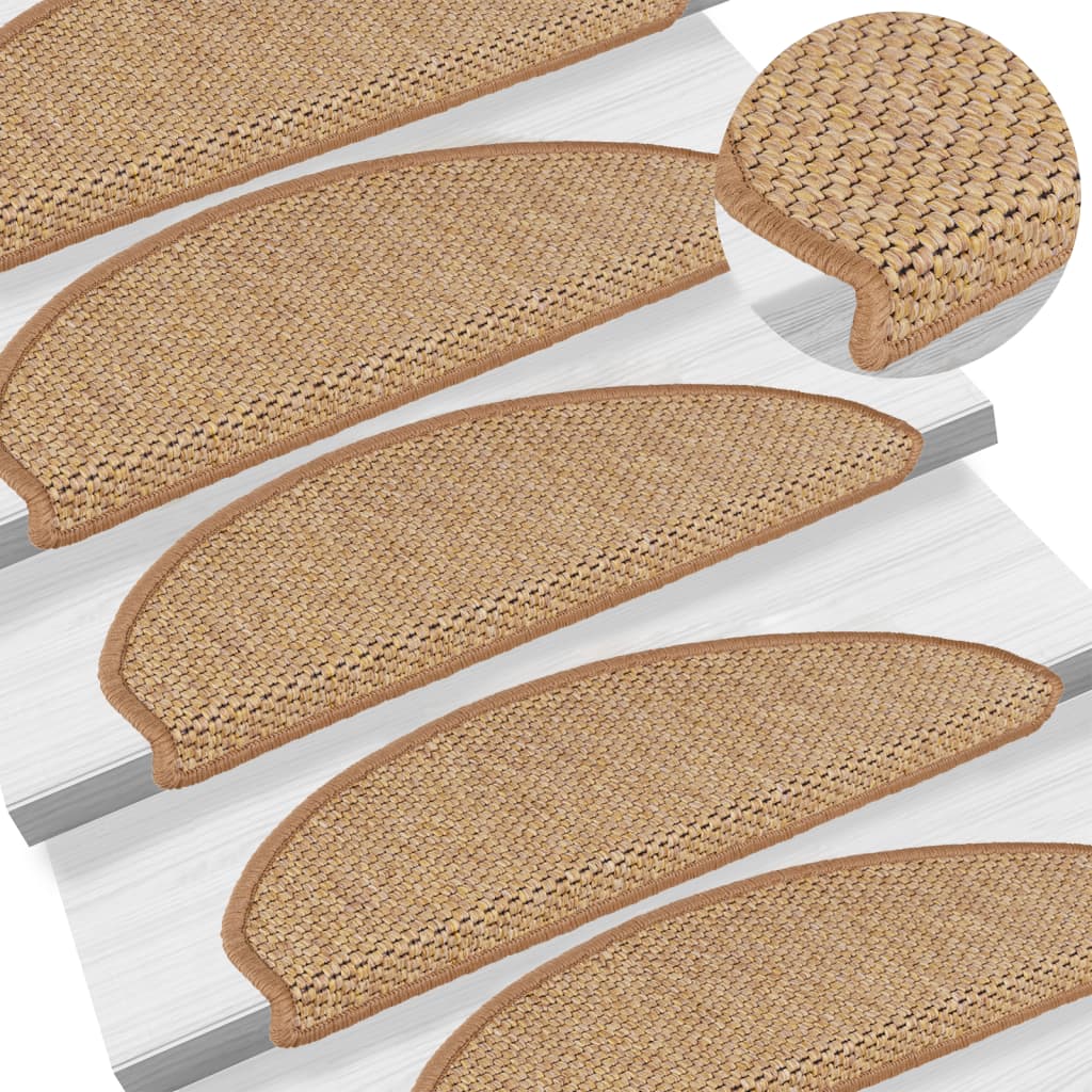 vidaXL Stair Mats Self-adhesive Sisal-Look 15 pcs 65x21x4 cm Sisal