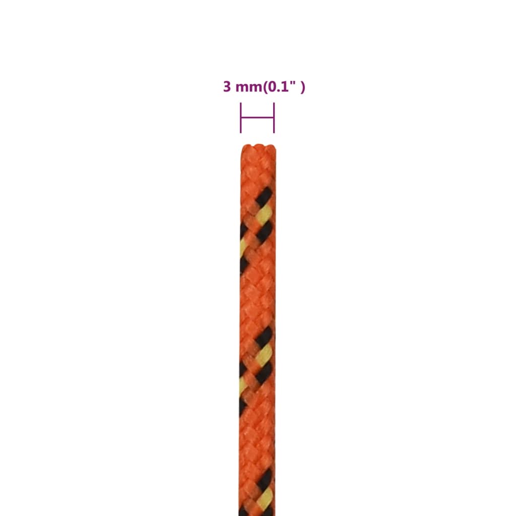 vidaXL Boat Rope Orange 3 mm 100 m Polypropylene