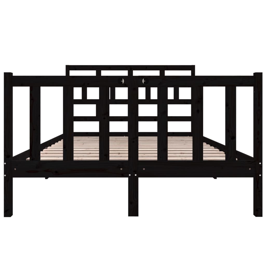 vidaXL Bed Frame without Mattress Black Solid Wood 140x190 cm (810066+814198)