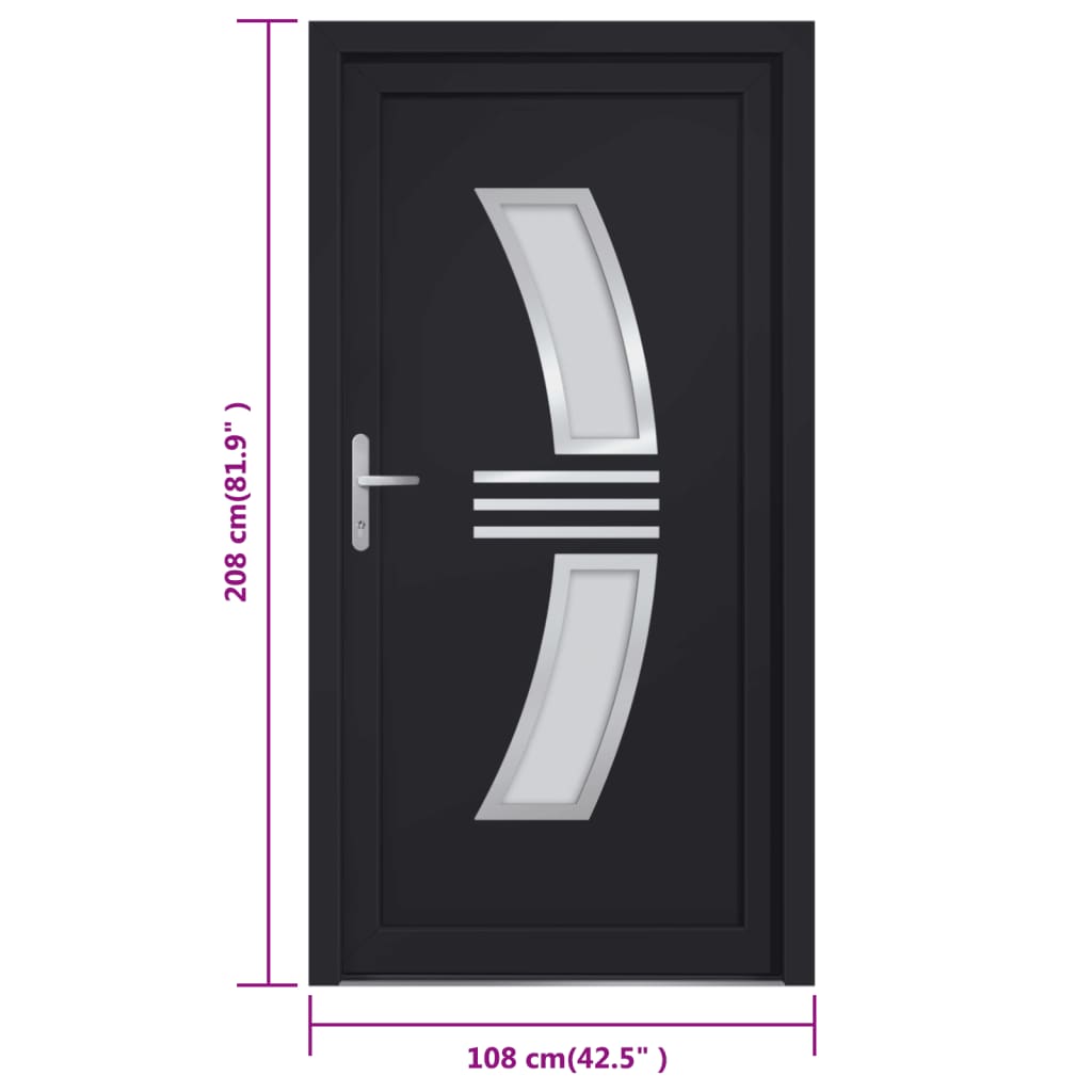 vidaXL Front Door Anthracite 108x208 cm PVC