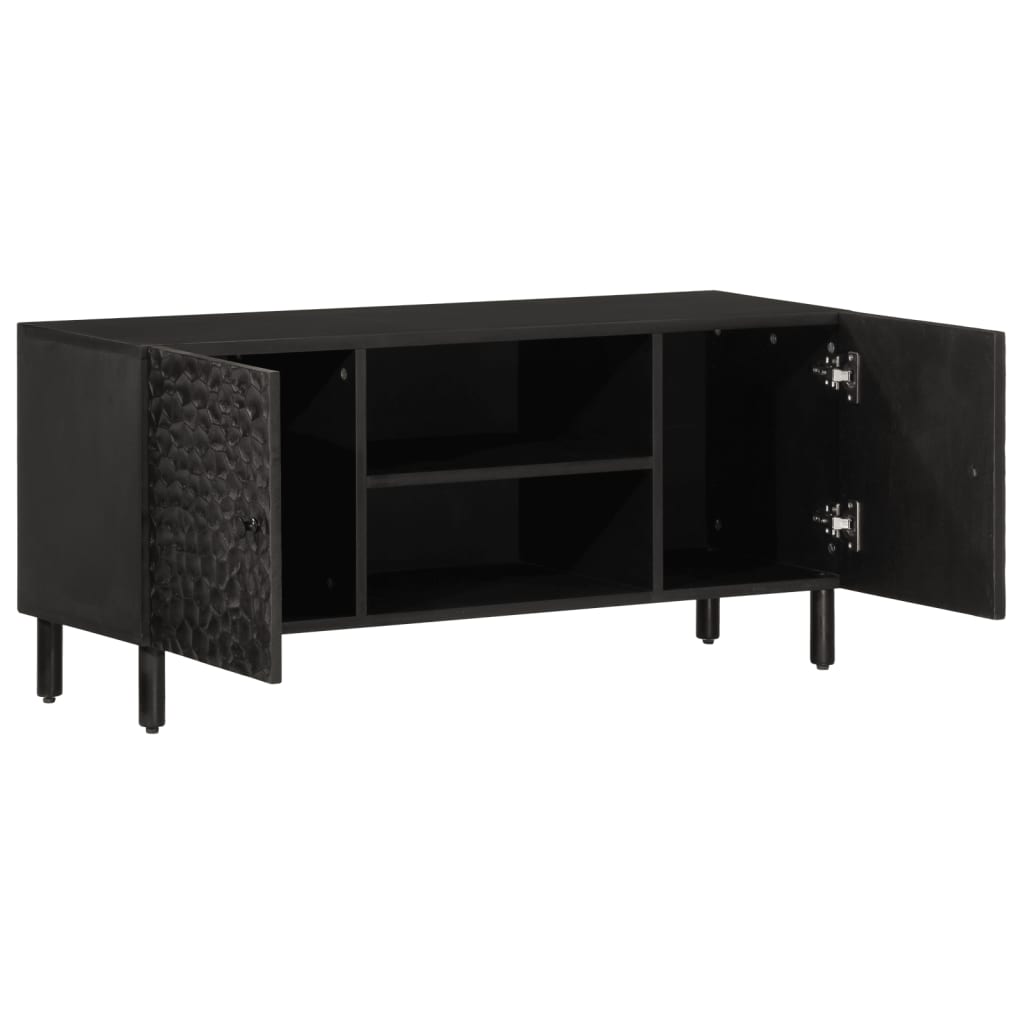 vidaXL TV Cabinet Black 105x33x46 cm Solid Wood Mango