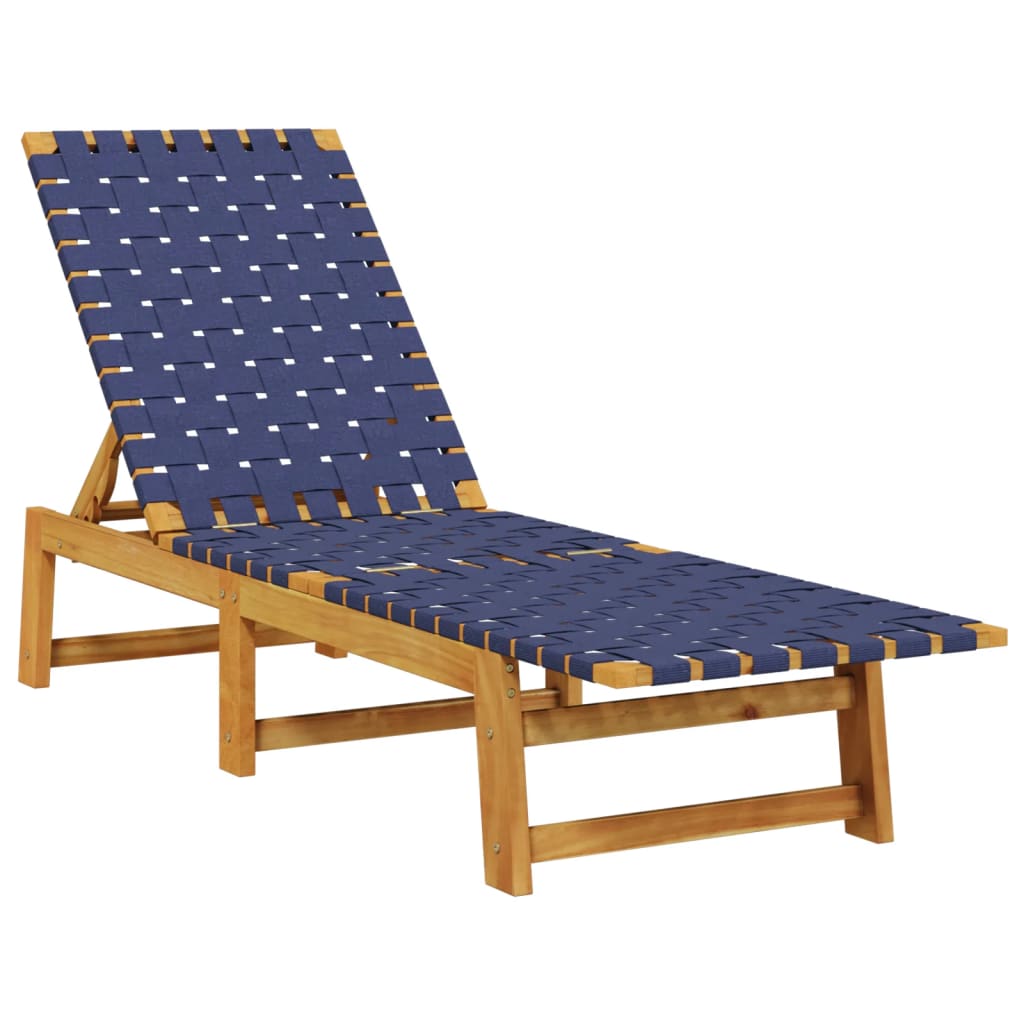 vidaXL Sun Loungers 2 pcs with Table Dark Blue Solid Wood Acacia