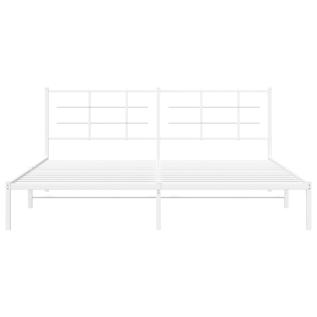 vidaXL Metal Bed Frame without Mattress with Headboard White 193x203 cm