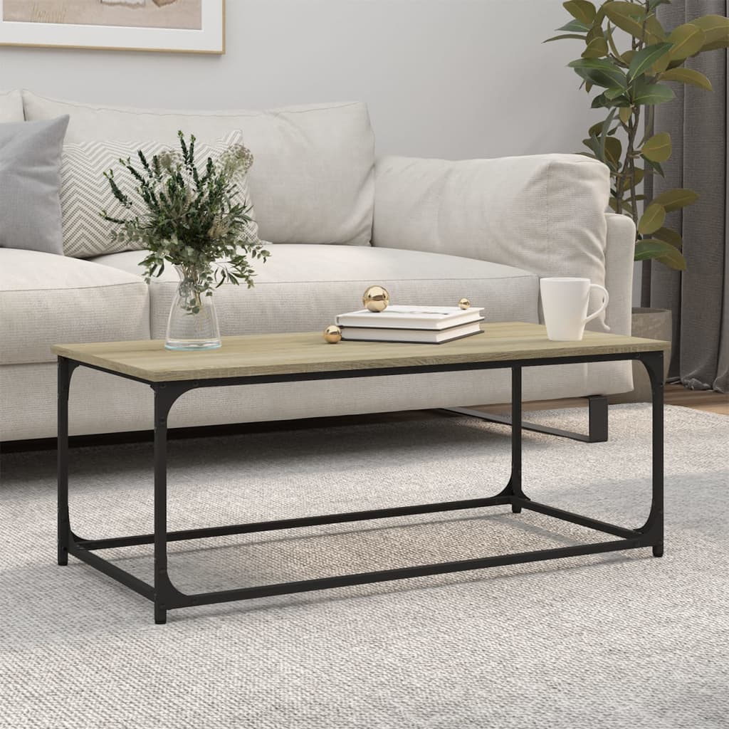 vidaXL Coffee Table Sonoma Oak 102x50x40 cm Engineered Wood and Iron