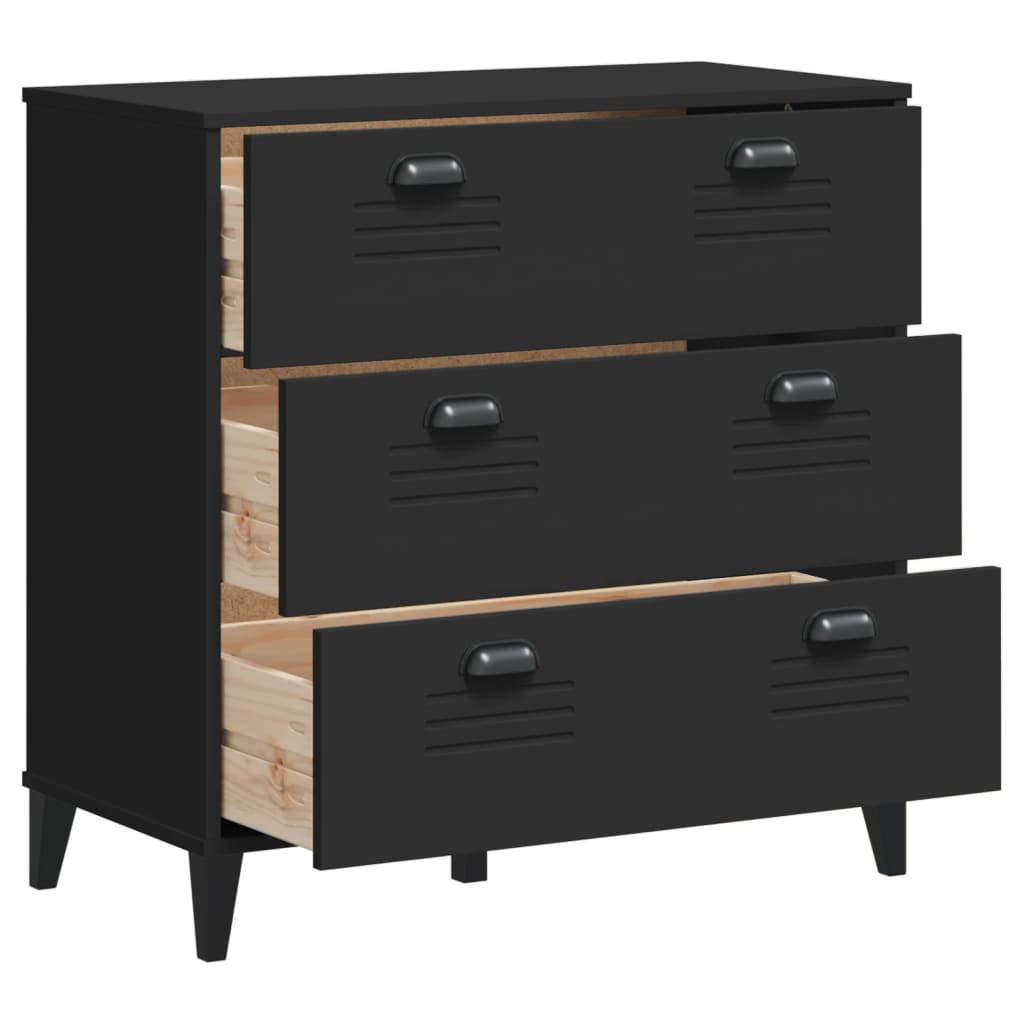 vidaXL Drawer Cabinet VIKEN Black Engineered Wood