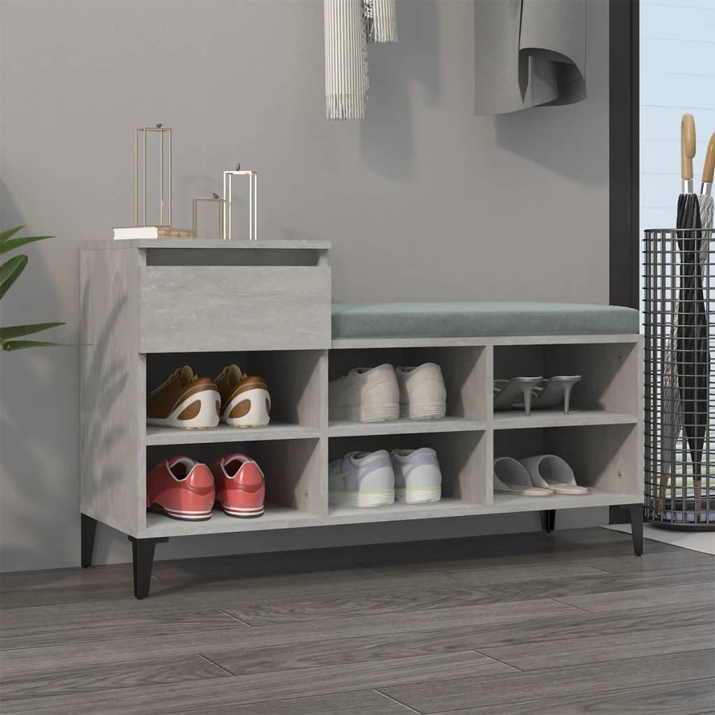 vidaXL Shoe Cabinet Concrete Grey 102x36x60 cm Engineered Wood