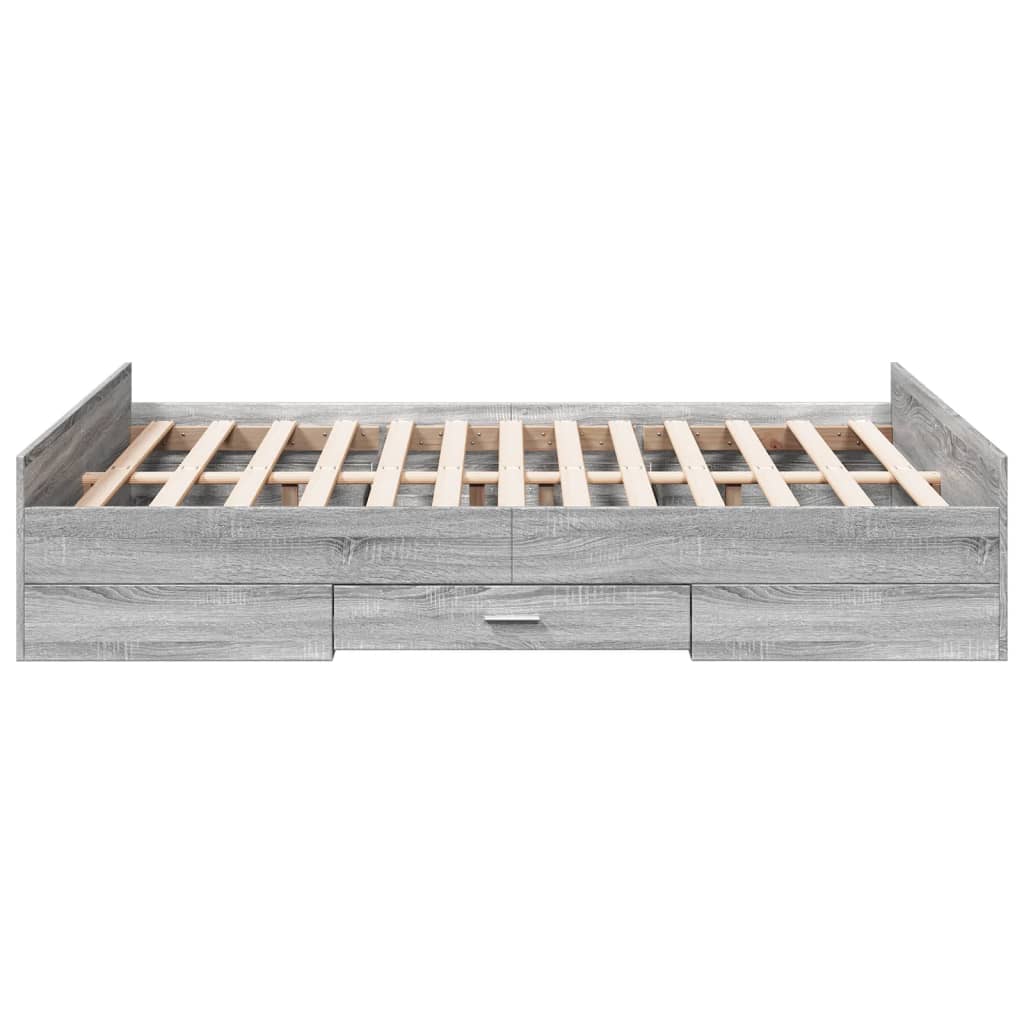 vidaXL Bed Frame with Drawers without Mattress Grey Sonoma 120x200 cm