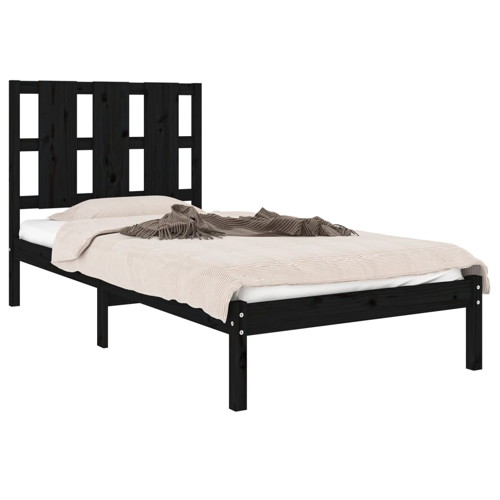 vidaXL Bed Frame without Mattress Black 100x200 cm Solid Wood Pine