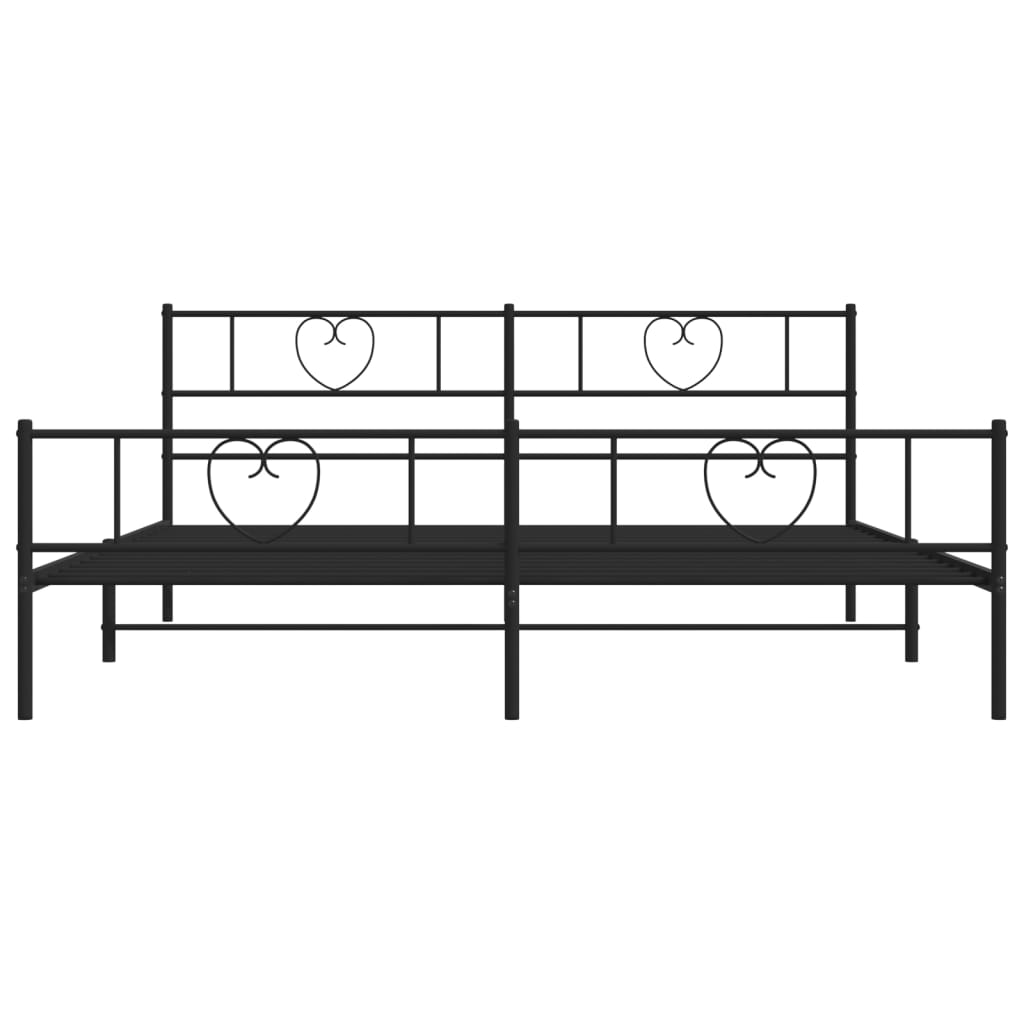 vidaXL Metal Bed Frame without Mattress with Footboard Black 200x200 cm