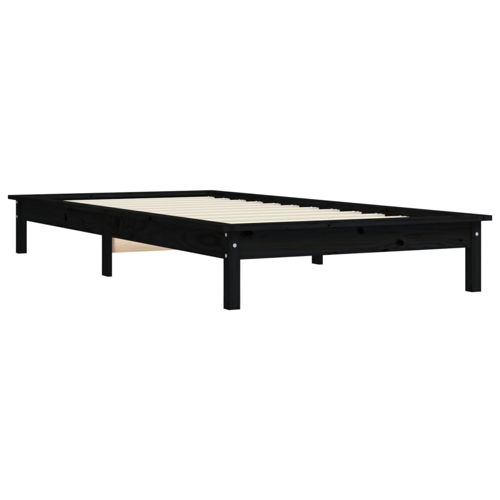 vidaXL Bed Frame without Mattress Black 90x200 cm Solid Wood