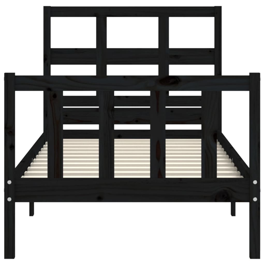 vidaXL Bed Frame without Mattress Black 90x200 cm Solid Wood Pine