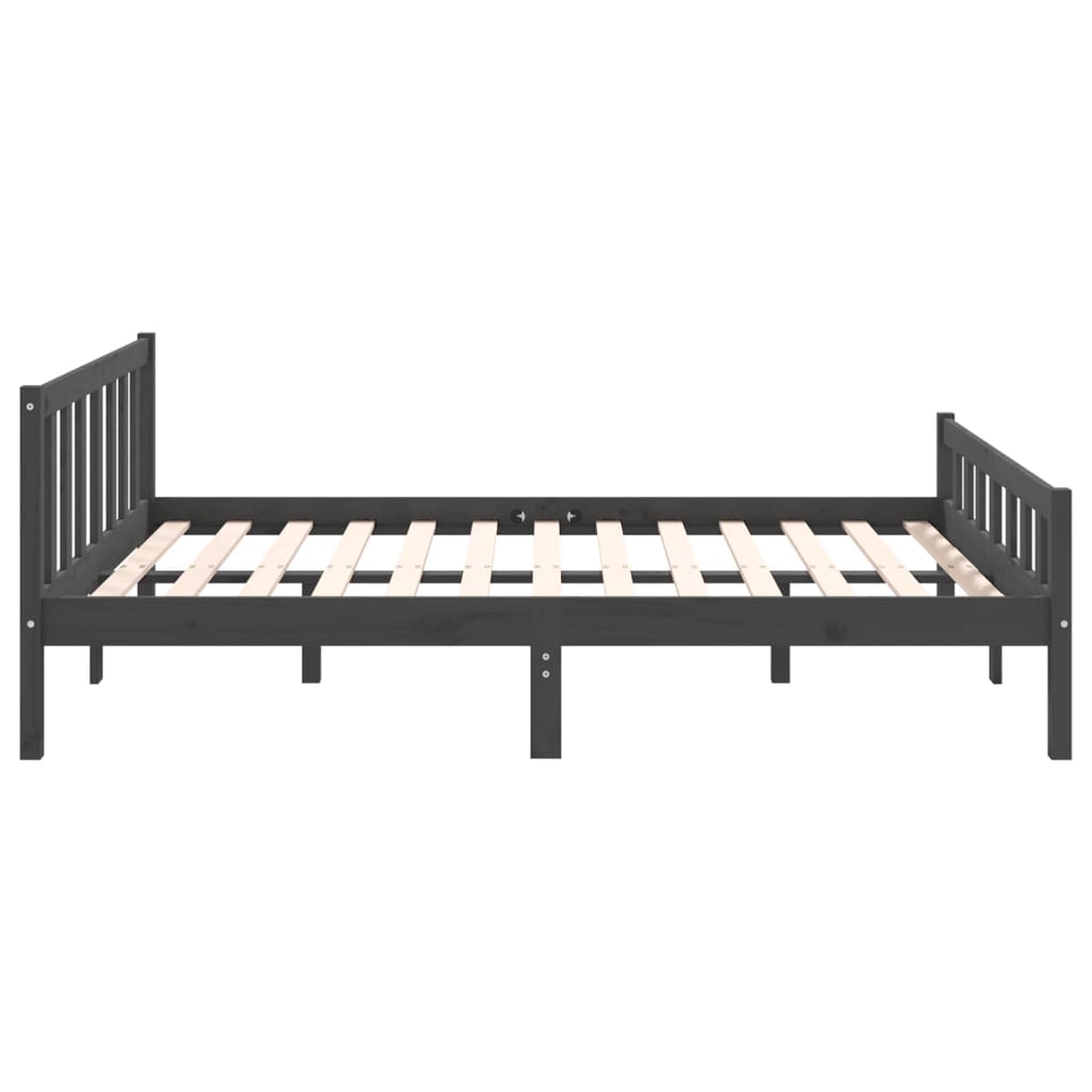 vidaXL Bed Frame without Mattress Grey Solid Wood 140x190 cm