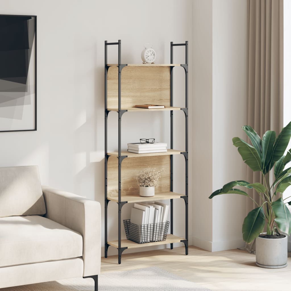 vidaXL Bookshelf 5-Tier Sonoma Oak 60.5x24x166.5 cm Engineered Wood