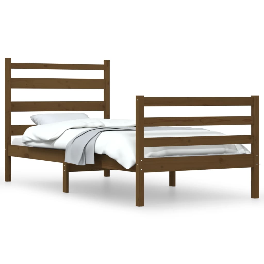 vidaXL Bed Frame without Mattress Solid Wood Pine 90x200 cm Honey Brown