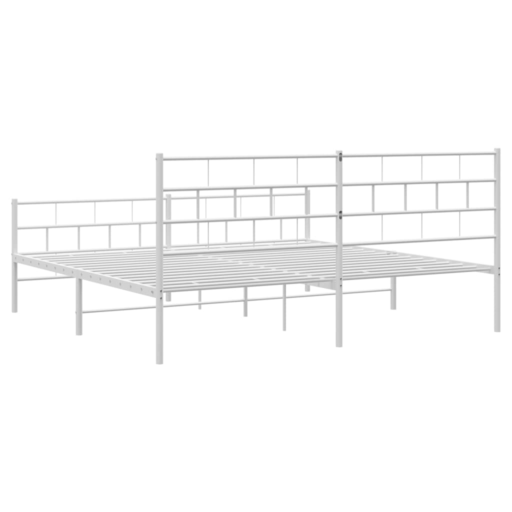 vidaXL Metal Bed Frame without Mattress with Footboard White 200x200 cm