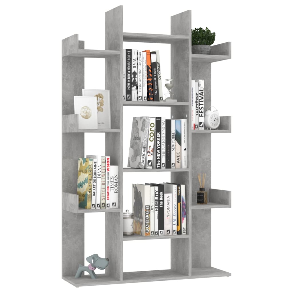 vidaXL Book Cabinet Concrete Grey 86x25.5x140 cm Engineered Wood