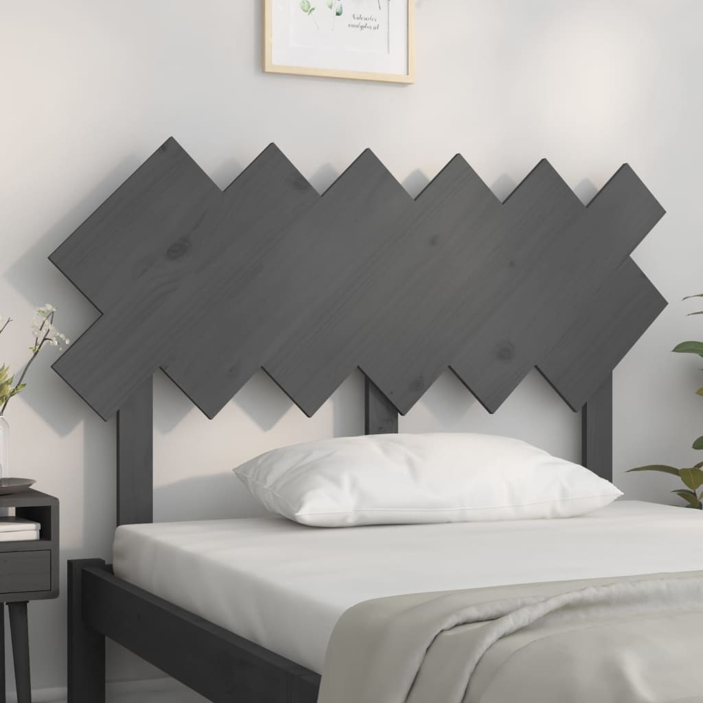 vidaXL Bed Headboard Grey 122.5x3x80.5 cm Solid Wood Pine