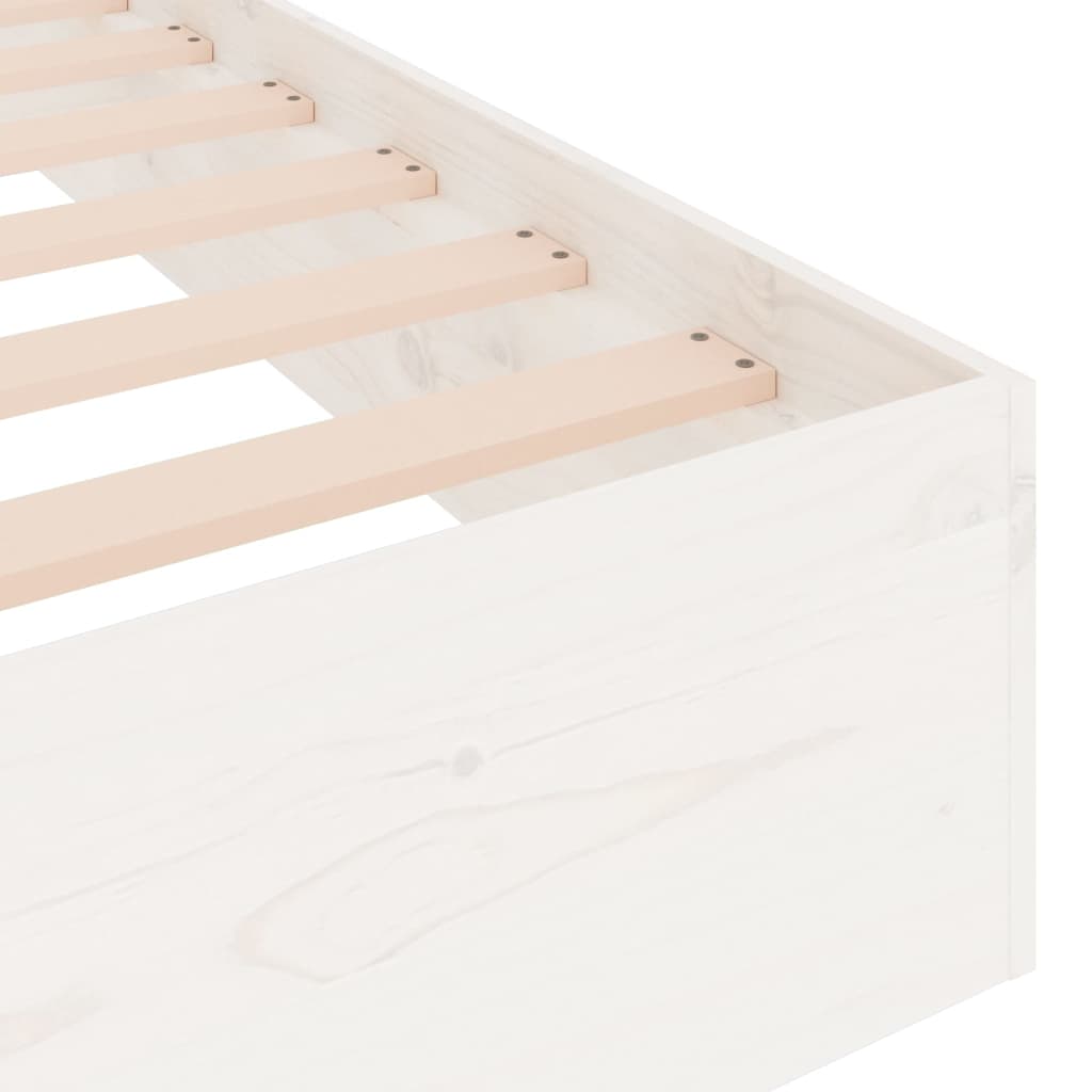 vidaXL Bed Frame without Mattress White Solid Wood 75x190 cm Small Single