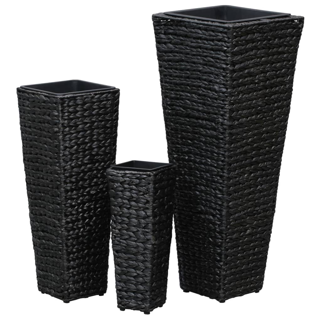 vidaXL Raised Beds 3 pcs Water Hyacinth Black