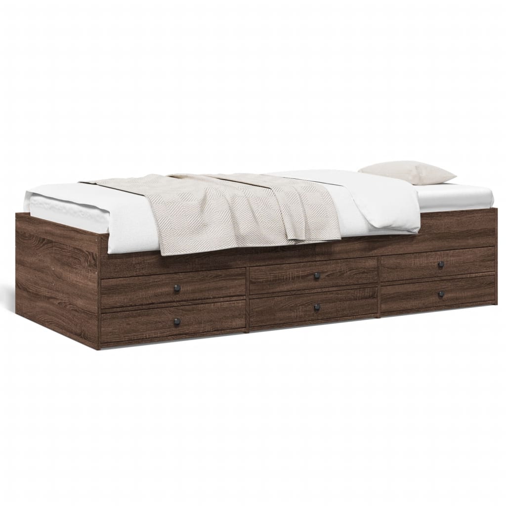 vidaXL Daybed with Drawers without Mattress Brown Oak 75x190 cm Small Single