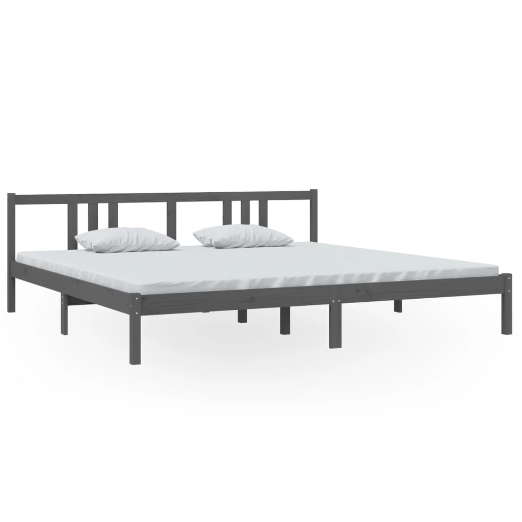 vidaXL Bed Frame without Mattress Grey Solid Wood 200x200 cm