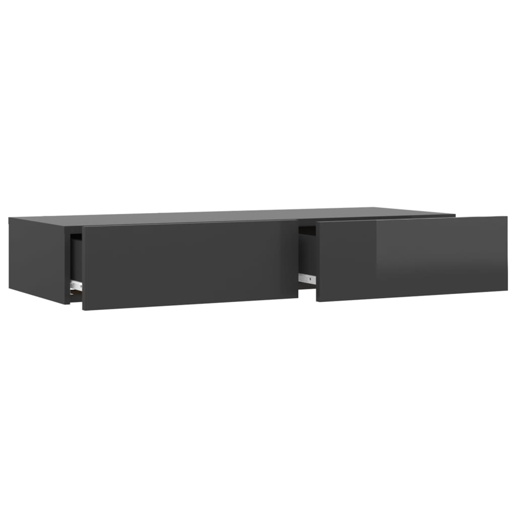 vidaXL TV Cabinet with LED Lights High Gloss Grey 90x35x15.5 cm