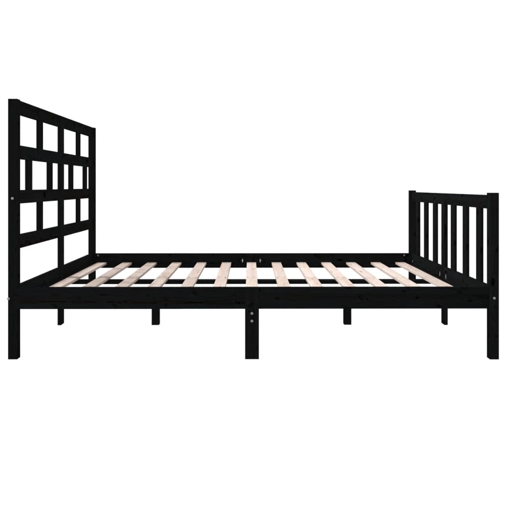 vidaXL Bed Frame without Mattress Black Solid Wood 120x200 cm (810081+814188)