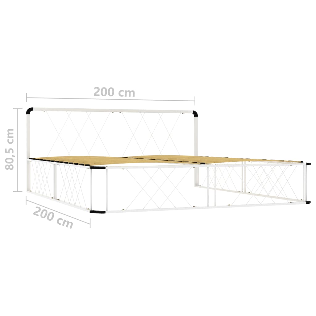 vidaXL Bed Frame without Mattress White Metal 200x200 cm