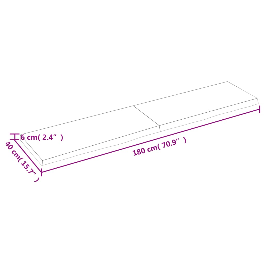 vidaXL Table Top 180x40x(2-6) cm Untreated Solid Wood Oak