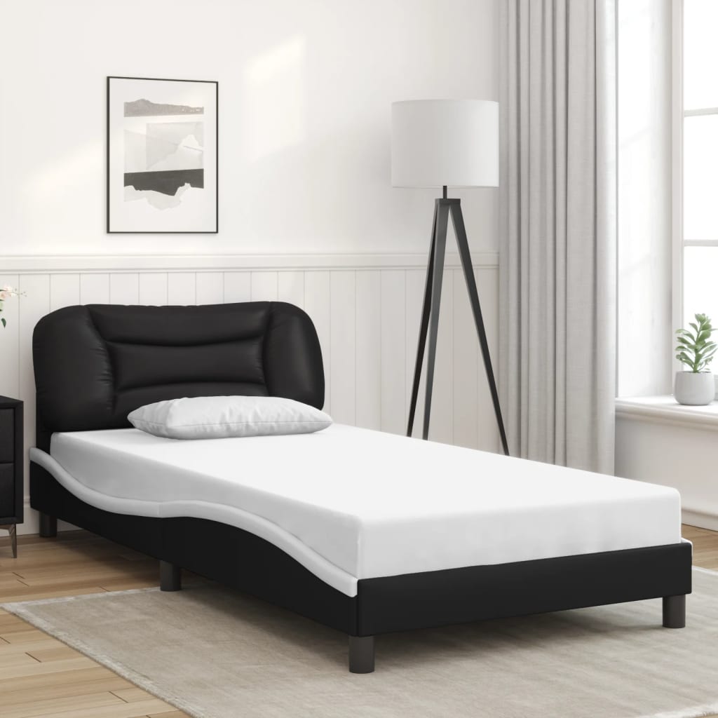 vidaXL Bed Frame with LED without Mattress Black and White 100x200 cm