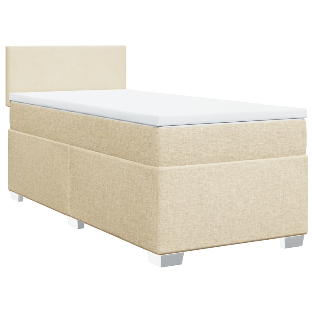 vidaXL Box Spring Bed with Mattress Cream 100x200 cm Fabric