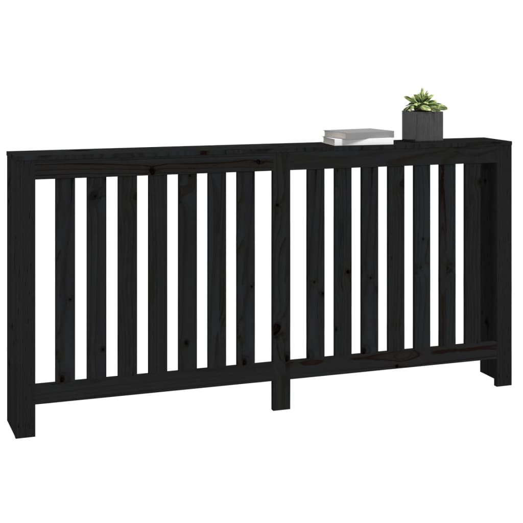 vidaXL Radiator Cover Black 169x19x84 cm Solid Wood Pine