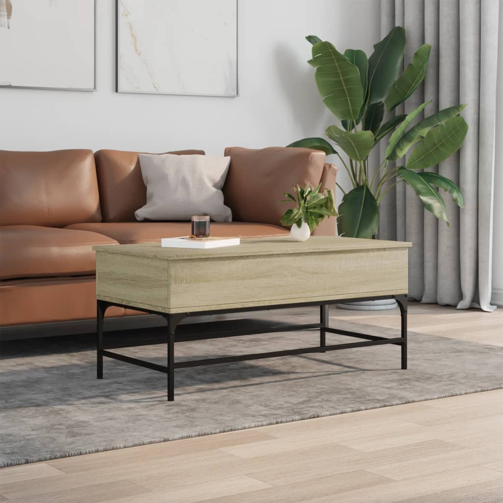 vidaXL Coffee Table Sonoma Oak 100x50x45 cm Engineered Wood and Metal