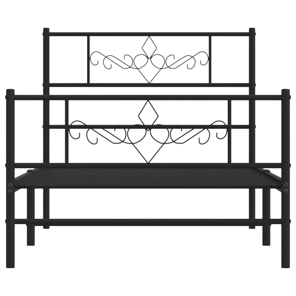 vidaXL Metal Bed Frame without Mattress with Footboard Black 80x200 cm