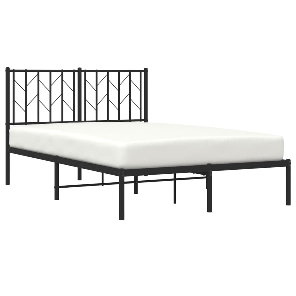 vidaXL Metal Bed Frame without Mattress with Headboard Black 120x190 cm Small Double