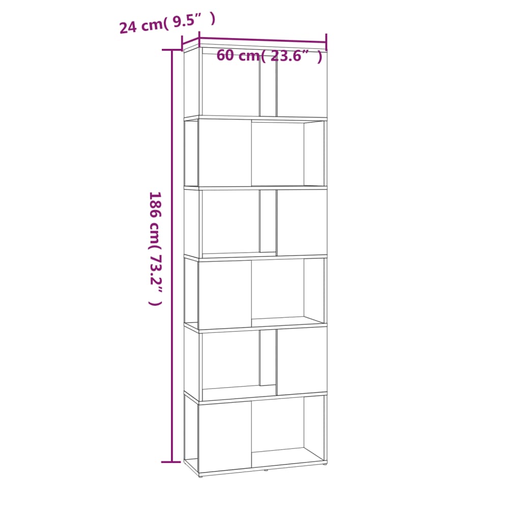 vidaXL Book Cabinet/Room Divider Brown Oak 60x24x186 cm