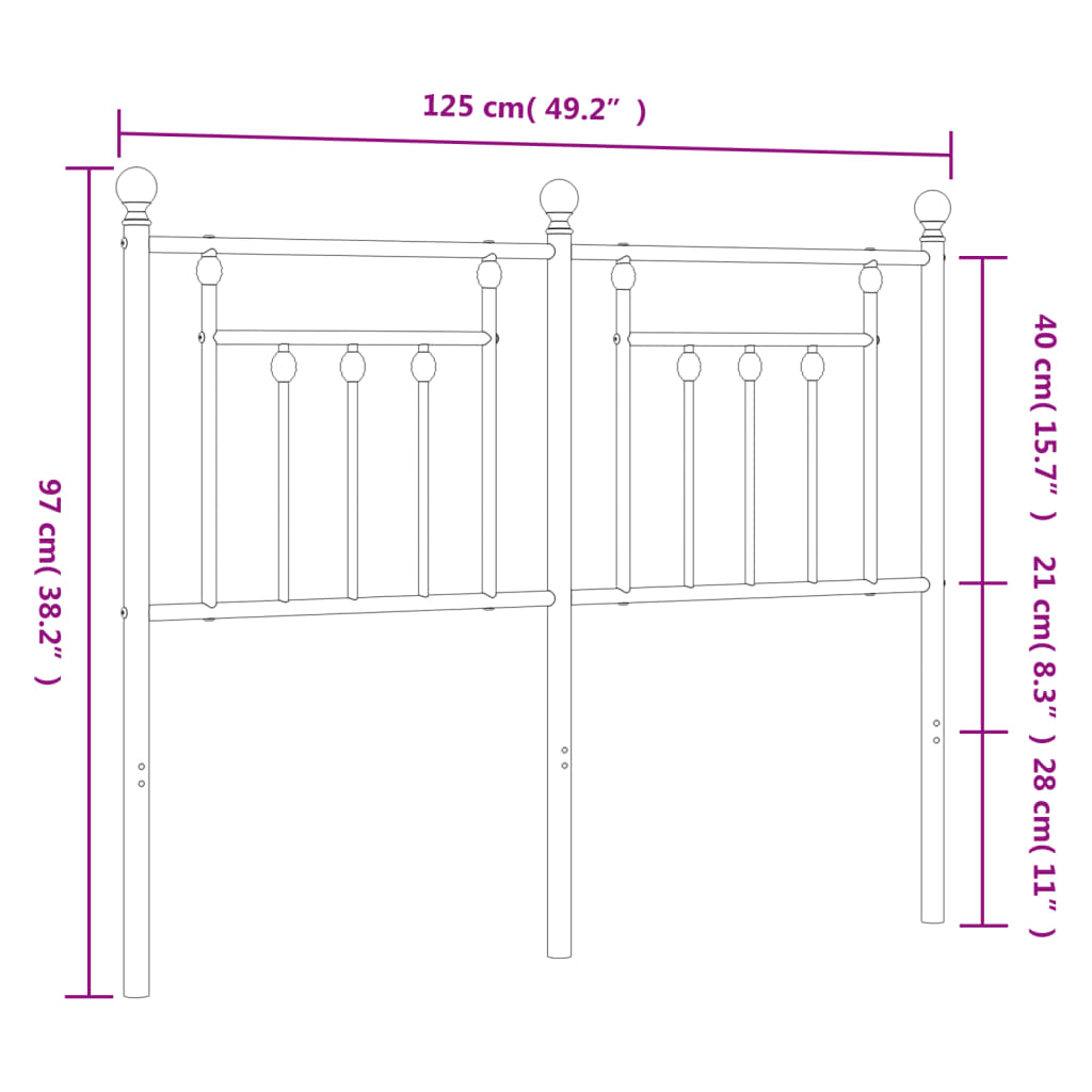 vidaXL Metal Headboard White 120 cm