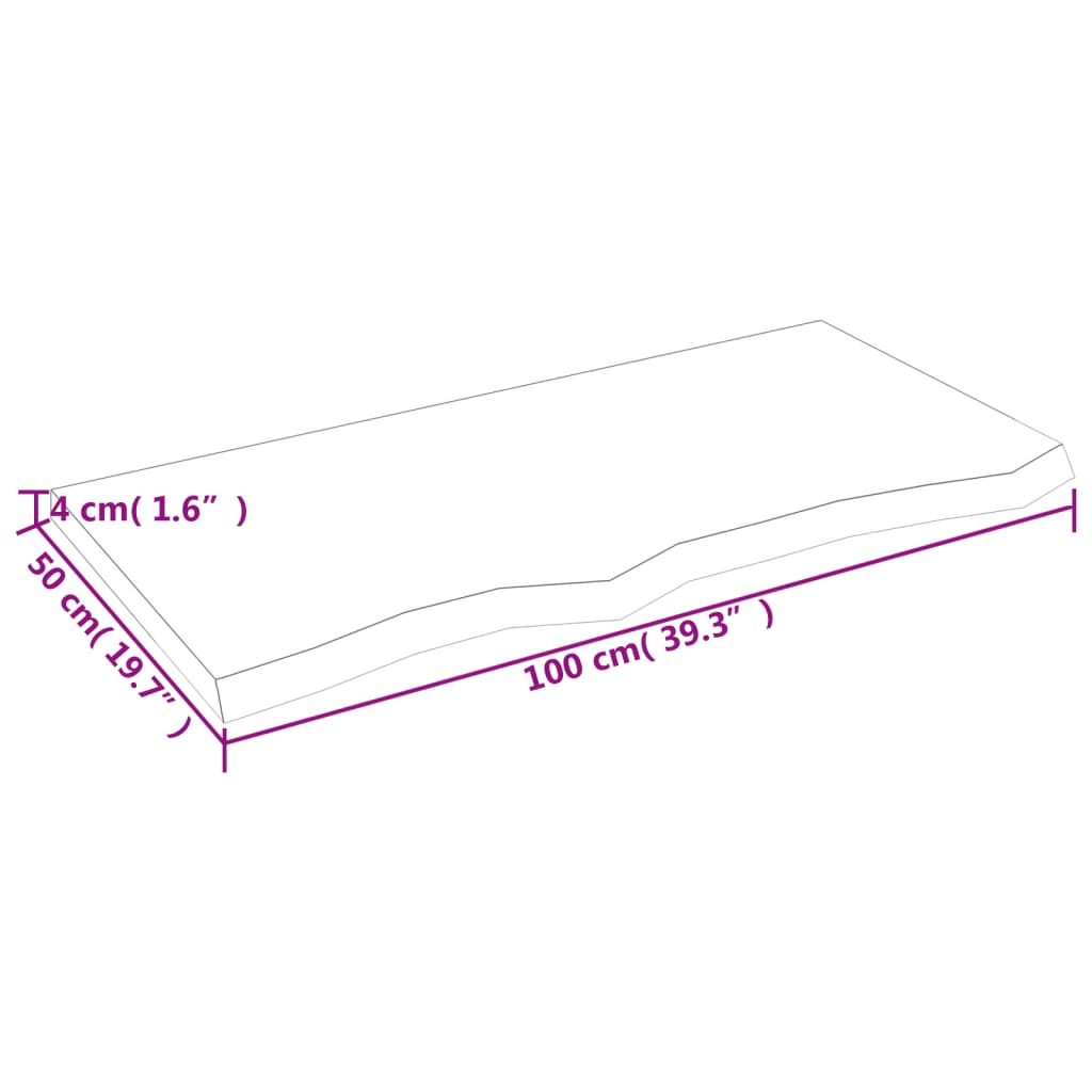 vidaXL Bathroom Countertop 100x50x(2-4) cm Untreated Solid Wood