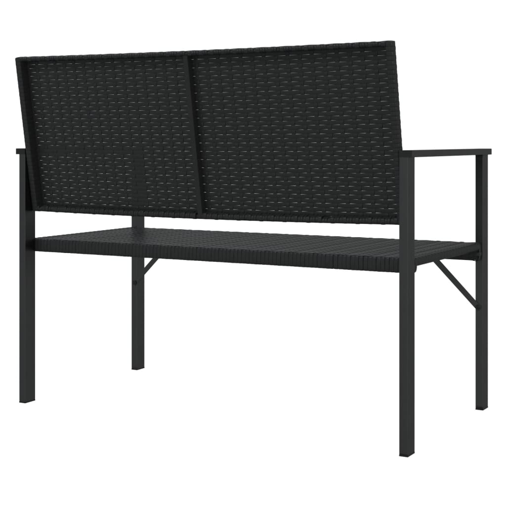 vidaXL 2-Seater Garden Bench Black Poly Rattan