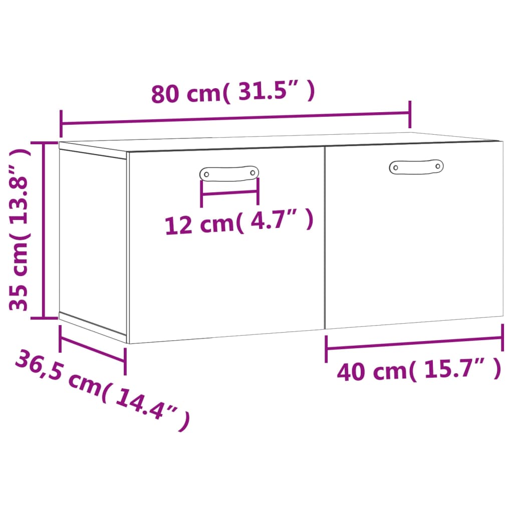 vidaXL Wall Cabinet Concrete Grey 80x36.5x35 cm Engineered Wood