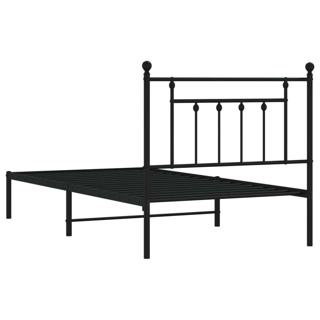 vidaXL Metal Bed Frame without Mattress with Headboard Black 100x190 cm