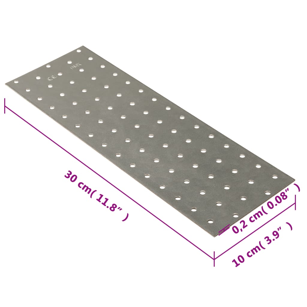 vidaXL Perforated Plates 20 pcs 2 mm 300x100 mm Galvanised Steel