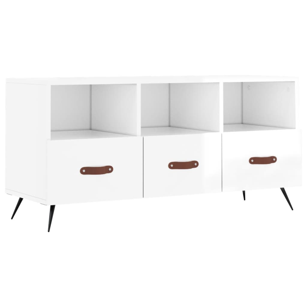 vidaXL TV Cabinet High Gloss White 102x36x50 cm Engineered Wood