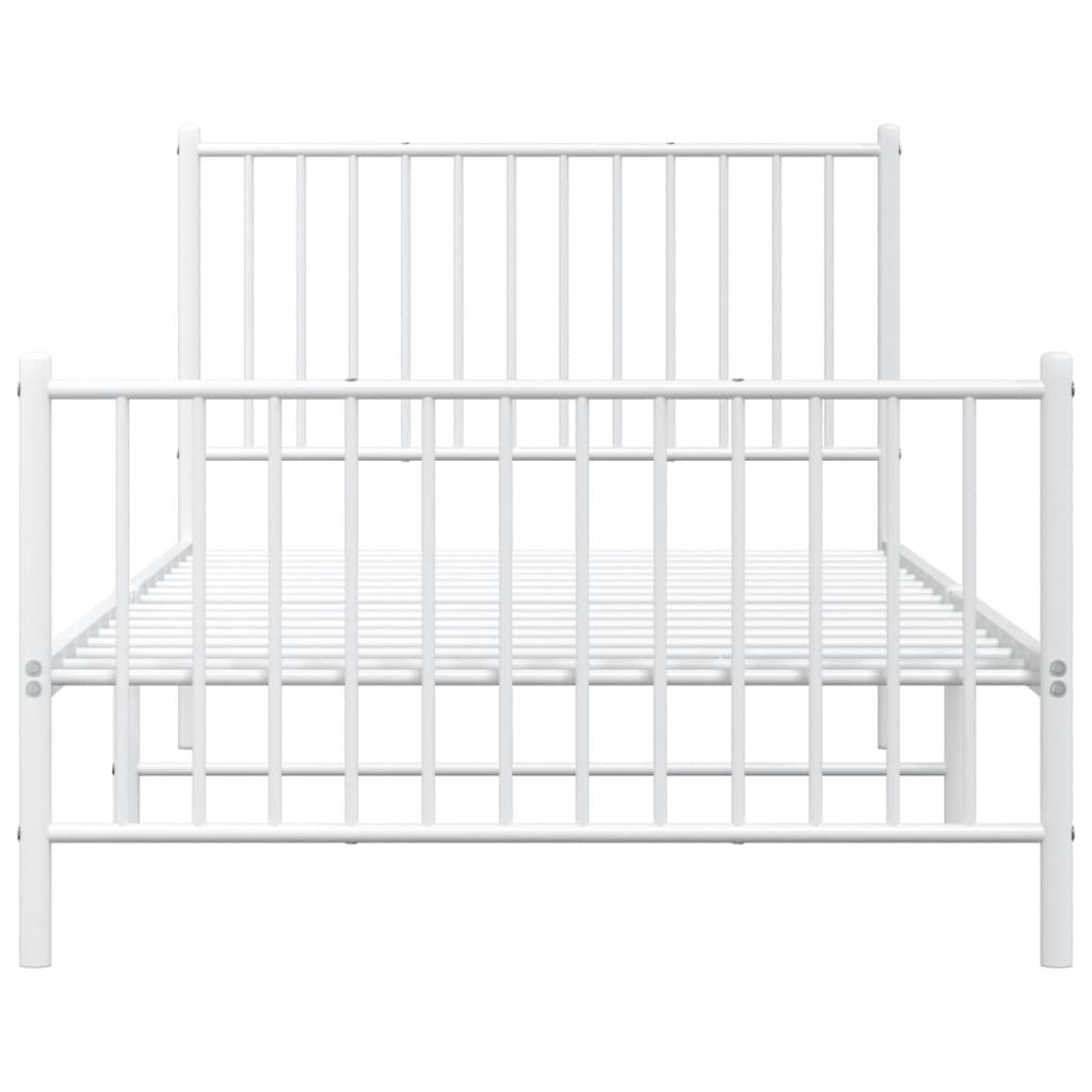 vidaXL Metal Bed Frame without Mattress with Footboard White 100x200 cm