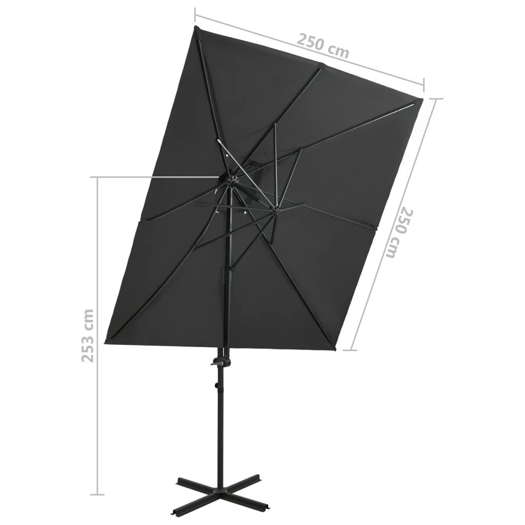 vidaXL Cantilever Garden Parasol with Double Top Anthracite 250x250 cm