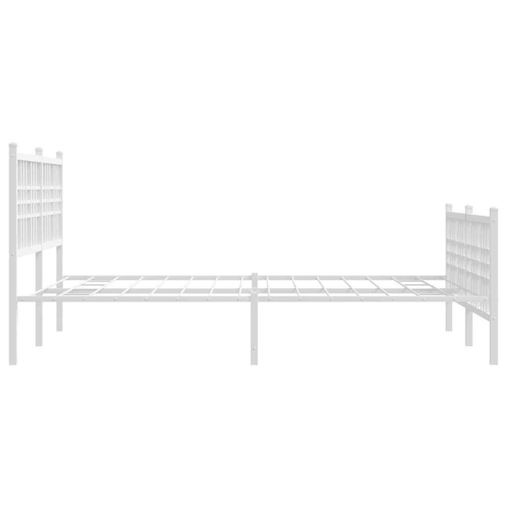 vidaXL Metal Bed Frame without Mattress with Footboard White 120x190 cm Small Double