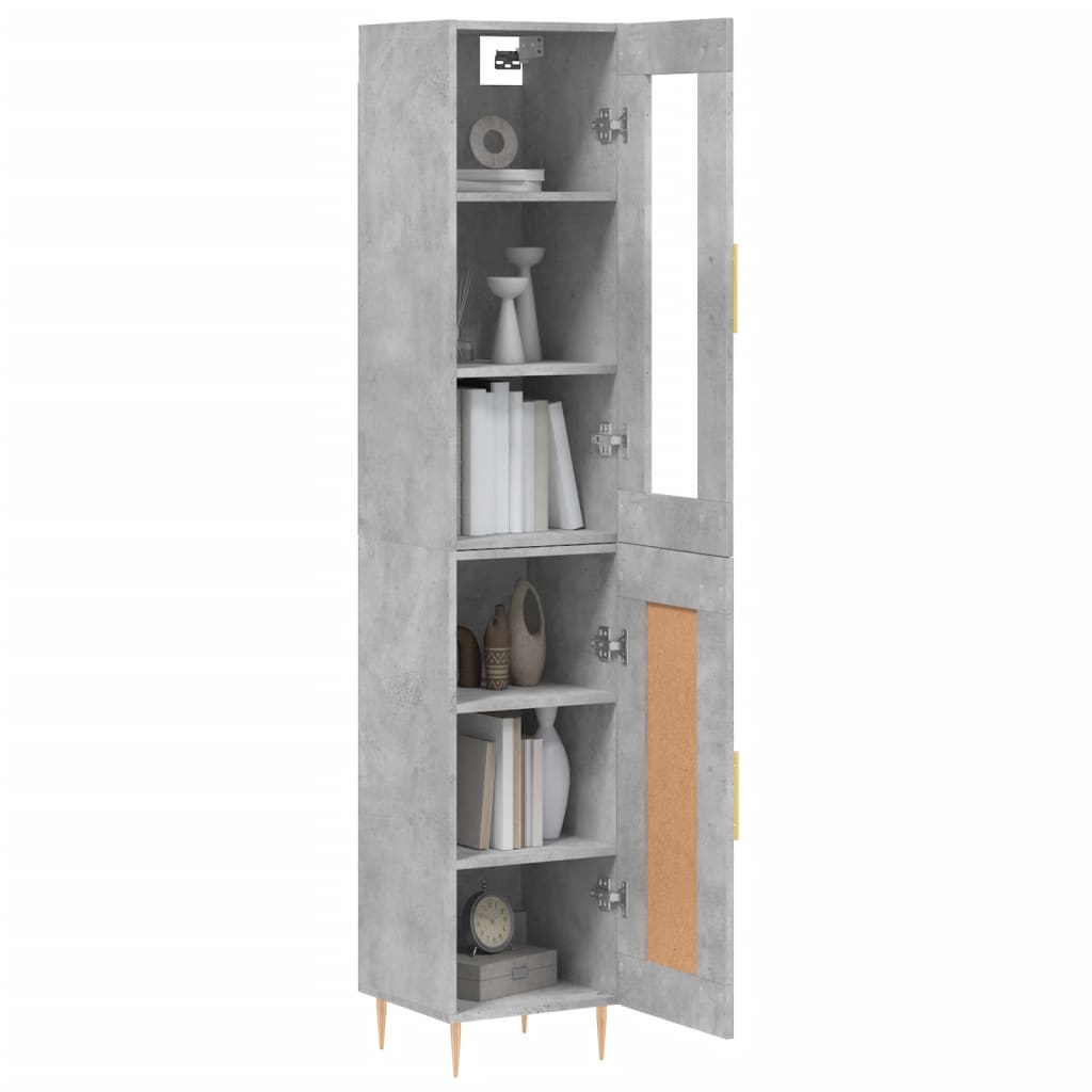 vidaXL Highboard Concrete Grey 34.5x34x180 cm Engineered Wood