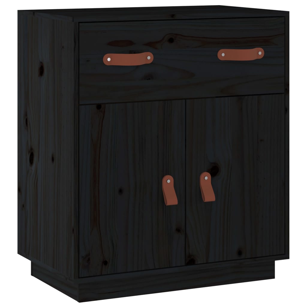 vidaXL Sideboard Black 65.5x40x75 cm Solid Wood Pine
