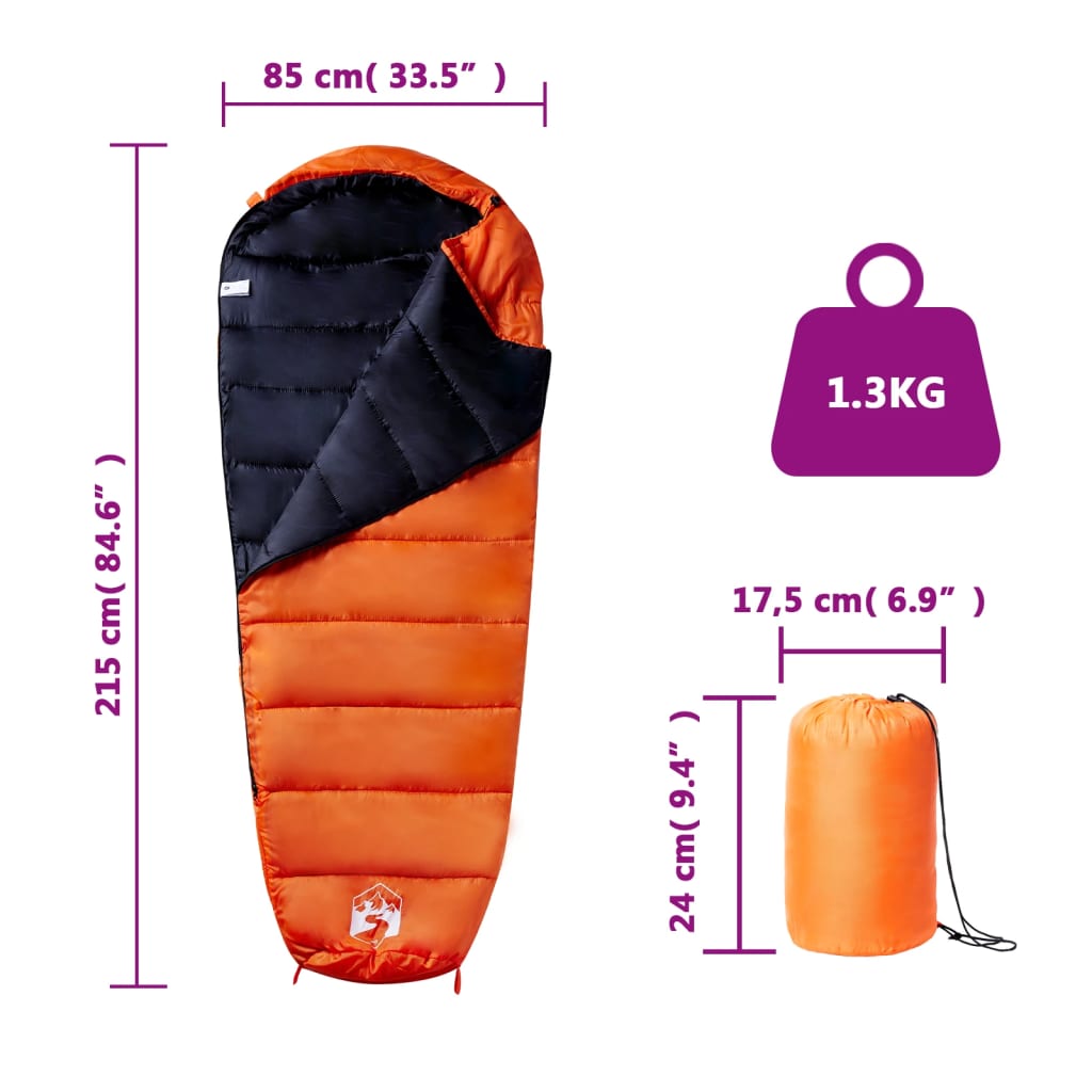 vidaXL Mummy Sleeping Bag for Adults Camping 3 Seasons