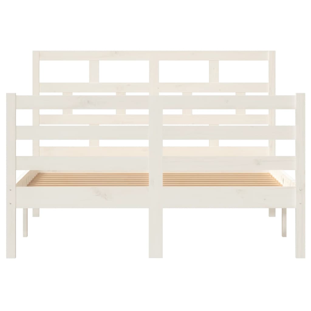 vidaXL Bed Frame without Mattress White Solid Wood 120x200 cm (810426+814185)